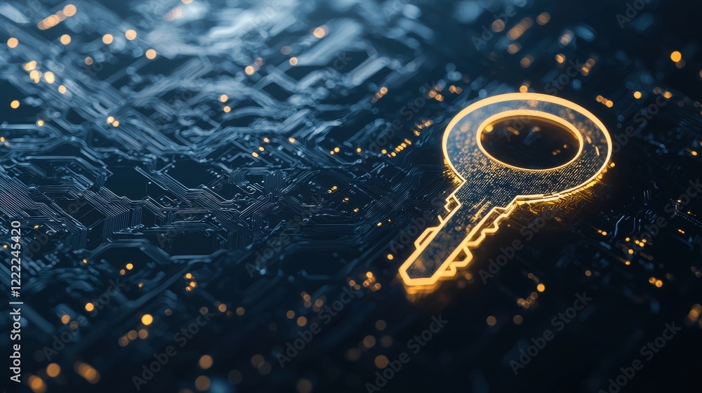 Poster security key icons and password protection abstract representation of password protection with glowi