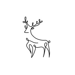 continuous line drawing reindeer