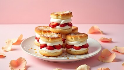 A delightful Valentine’s brunch featuring heart-shaped pancakes and sparkling juice in a cozy, romantic setting. AI-generated.	