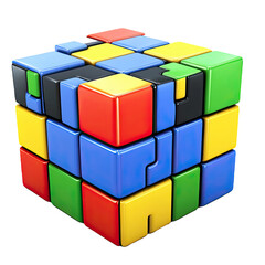 Colorful cube puzzle solving process