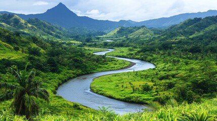 Serene River Valley Landscape