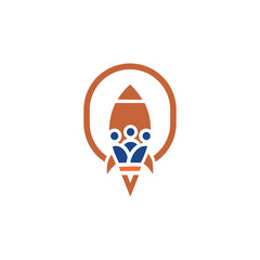 Rocket with people taking off