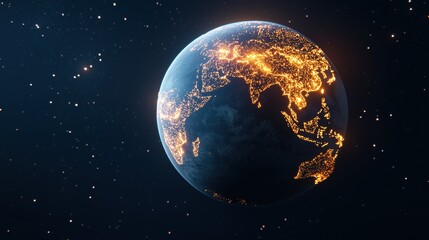 Fototapeta premium Global Globe Earth Globe with glowing lines representing global trade and economic activity