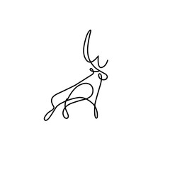 continuous line drawing reindeer