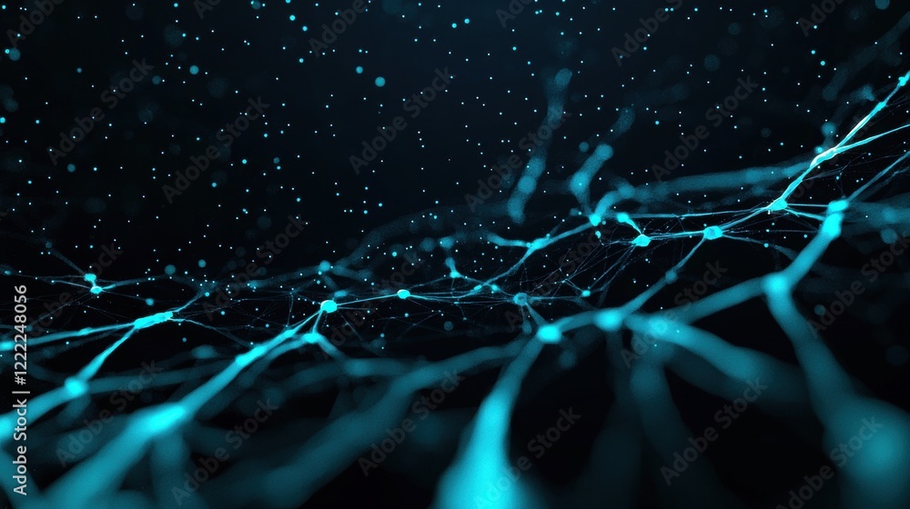 Poster global network nodes connection abstract network of nodes with data streams flowing between them, re