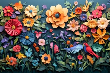 Obraz premium Colorful Paper Flower Garden
