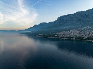 Coastline of the Adriatic Sea in Croatia. Aerial landscape, view from above.