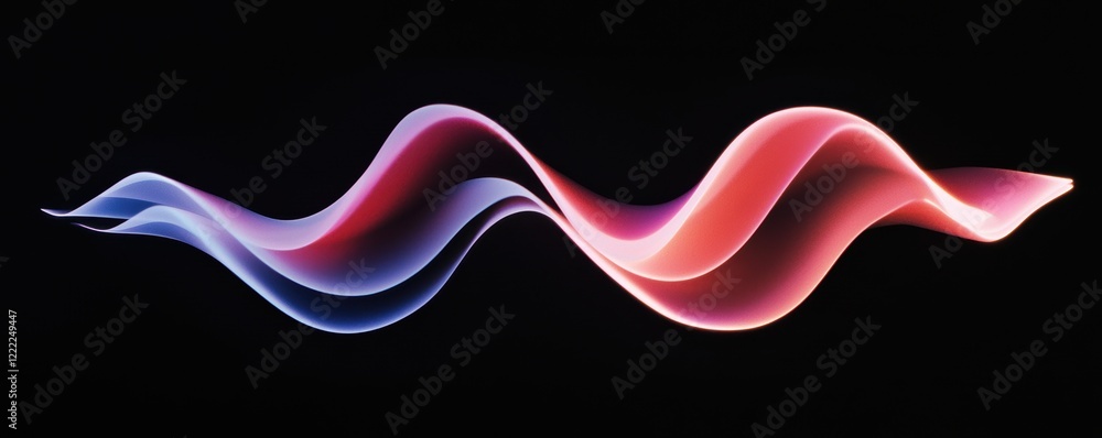 Aufkleber dynamic glowing lines in bright pink and deep blue hues, creating horizontal light trails on a dark 