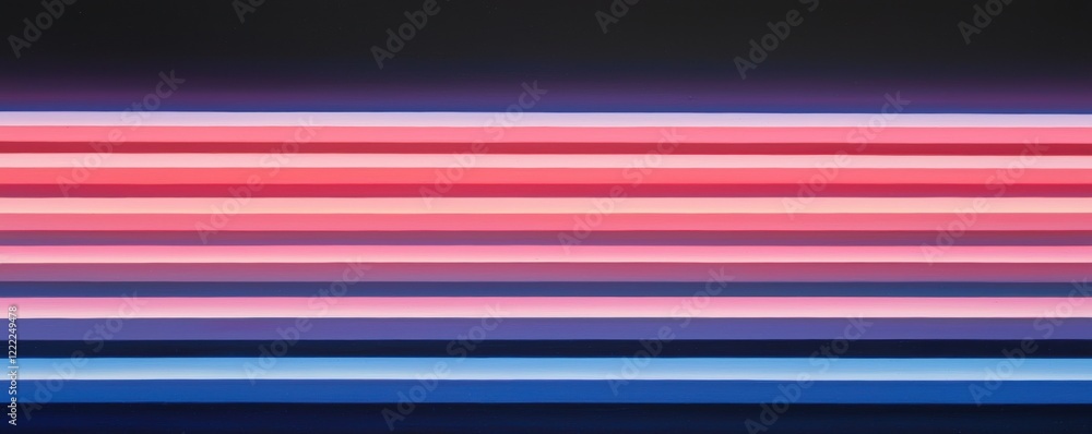 Poster dynamic glowing lines in bright pink and deep blue hues, creating horizontal light trails on a dark 
