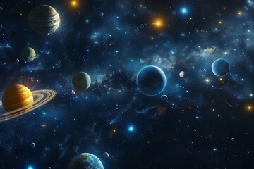 A bunch of planets that are in the sky