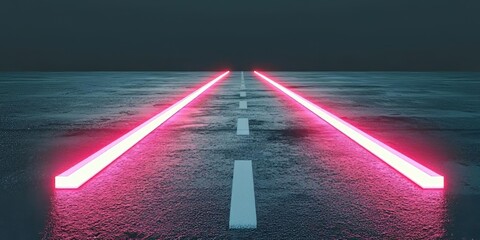 Neon Lights Road: Futuristic Highway Landscape