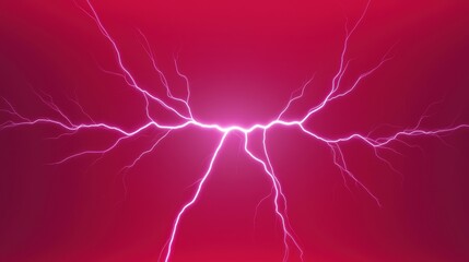 Glowing electric current effect with purple and white streaks forming a radial pattern on a dramatic red background
