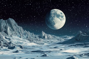 Naklejka premium moon over the mountains