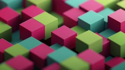 Obraz premium Abstract Geometric Background with Pink and Green Cubes