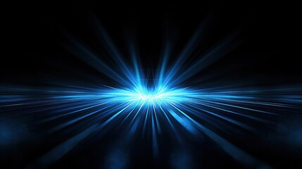 Dynamic Blue Light Rays and Glowing Particles Abstract Background