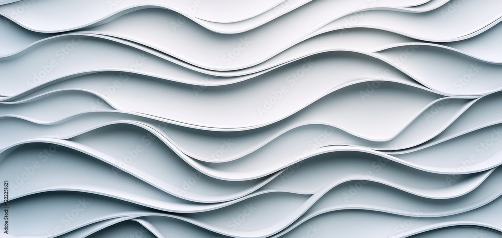 Poster intricate layered 3d design with smooth white curves, creating a minimalist and elegant abstract com