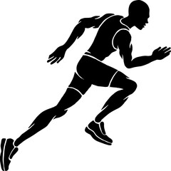 Running men isolated silhouettes illustration