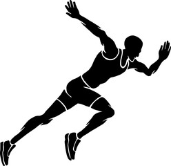 Running men isolated silhouettes illustration