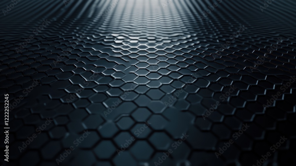 Poster abstract blue hexagon pattern with lighting, suitable for a background or texture