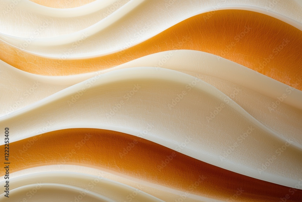 Poster smooth, layered abstract design with a glossy finish in soft orange and cream shades, creating depth