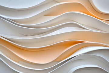 Smooth, layered abstract design with a glossy finish in soft orange and cream shades, creating depth and movement