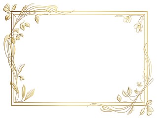 Clean Gold Frame with a Thin Border on a White Background, Minimalist Rectangular Picture Frame for Artwork, Photography, or Design Display