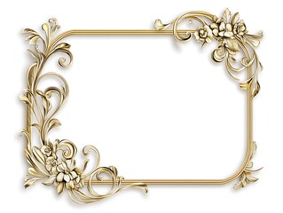 Clean Gold Frame with a Thin Border on a White Background, Minimalist Rectangular Picture Frame for Artwork, Photography, or Design Display