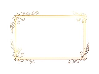 Clean Gold Frame with a Thin Border on a White Background, Minimalist Rectangular Picture Frame for Artwork, Photography, or Design Display