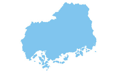 リアルな広島県の地図、日本の地方