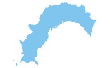 リアルな高知県の地図、日本の地方