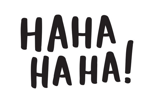 Ha ha ha ha doodle hand drawn text. Sticker for social media content. sound of laughter words