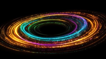 Colorful Spiral of Bright Luminescent Lights Creating a Dynamic Cosmic Energy Effect
