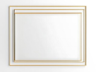 Clean Gold Frame with a Thin Border on a White Background, Minimalist Rectangular Picture Frame for Artwork, Photography, or Design Display