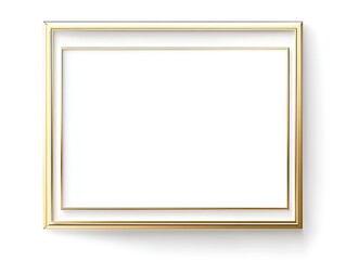 Clean Gold Frame with a Thin Border on a White Background, Minimalist Rectangular Picture Frame for Artwork, Photography, or Design Display