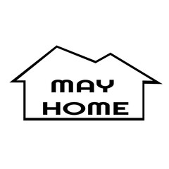 A clean and bold black-and-white logo featuring a house outline with the text 
