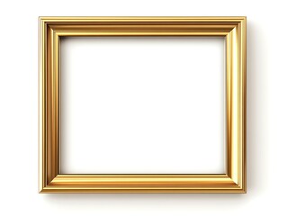 Clean Gold Frame with a Thin Border on a White Background, Minimalist Rectangular Picture Frame for Artwork, Photography, or Design Display