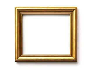 Clean Gold Frame with a Thin Border on a White Background, Minimalist Rectangular Picture Frame for Artwork, Photography, or Design Display