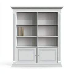 Classic white bookcase, books, storage, home office, interior design