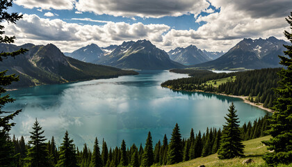 Fototapeta premium Serene Mountain Lake View