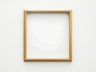Clean Gold Frame with a Thin Border on a White Background, Minimalist Rectangular Picture Frame for Artwork, Photography, or Design Display
