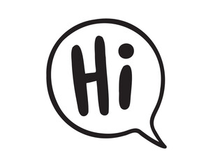 Hi speech bubble sticker for social media content. Hi text comic style poster, t shirt print, post card, video blog cover