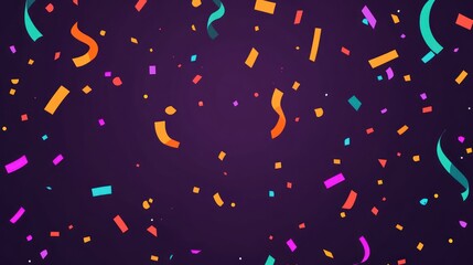 Colorful paper confetti falls on a dark background, perfect for use as a festive background