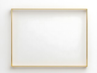 Clean Gold Frame with a Thin Border on a White Background, Minimalist Rectangular Picture Frame for Artwork, Photography, or Design Display