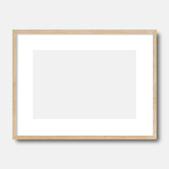 Wood color horizontal frame mockup, wooden frame