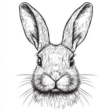 recommend clip art: Detailed Drawing Of A Rabbits Head And Ears