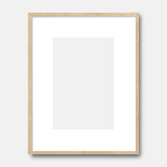 wood frame with white boarder, Frame mockup, wood color poster frame