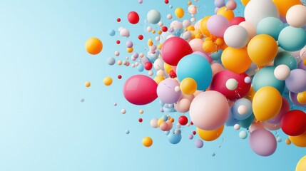 Colorful Balloons Floating Against a Light Blue Background