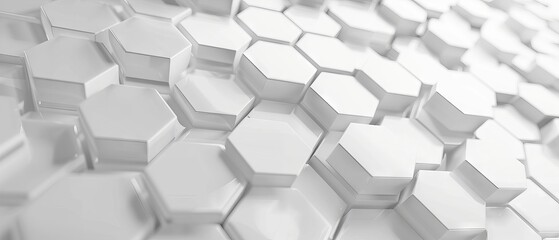 Light and bright minimalist hexagonal geometric grid pattern with dynamic waving motion on a clean pure white architectural surface background