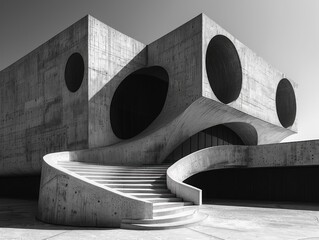Concrete Architecture with Circular Windows