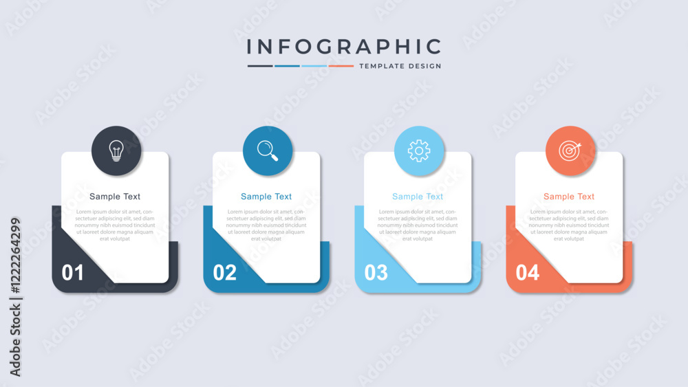 Poster business infographic template with 4 options, steps or processes. can be used for workflow layout, d